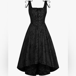 NWT, beautiful black corset, pleated paisley dress size small